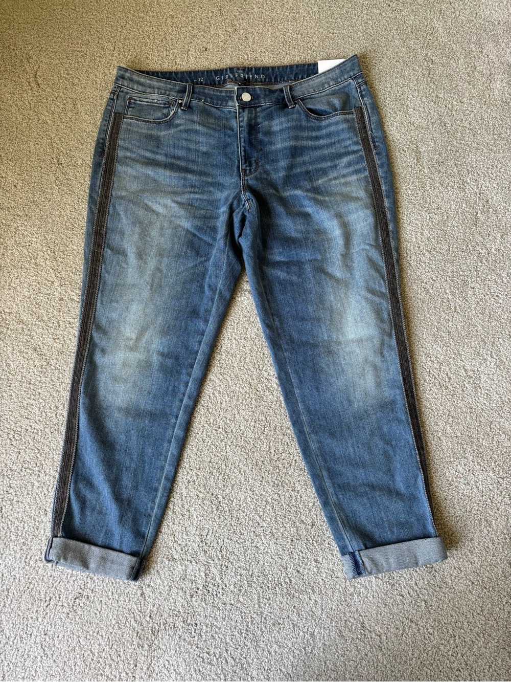 Women’s Blue Washed Jeans with Sequin Side Stripe